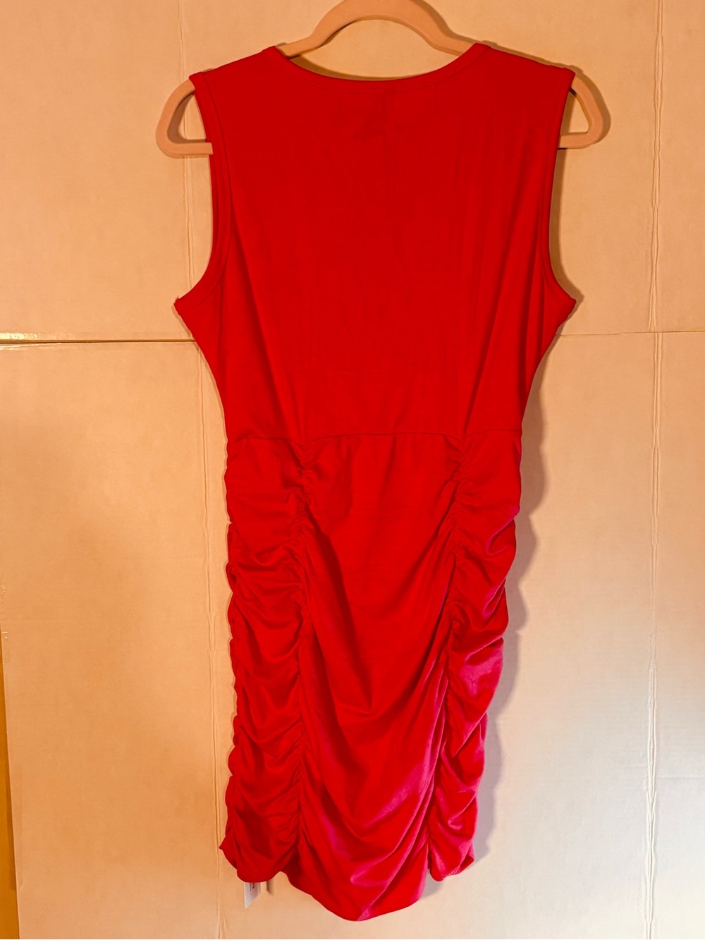 Sleeveless Hot Pink Ruched Shift Dress